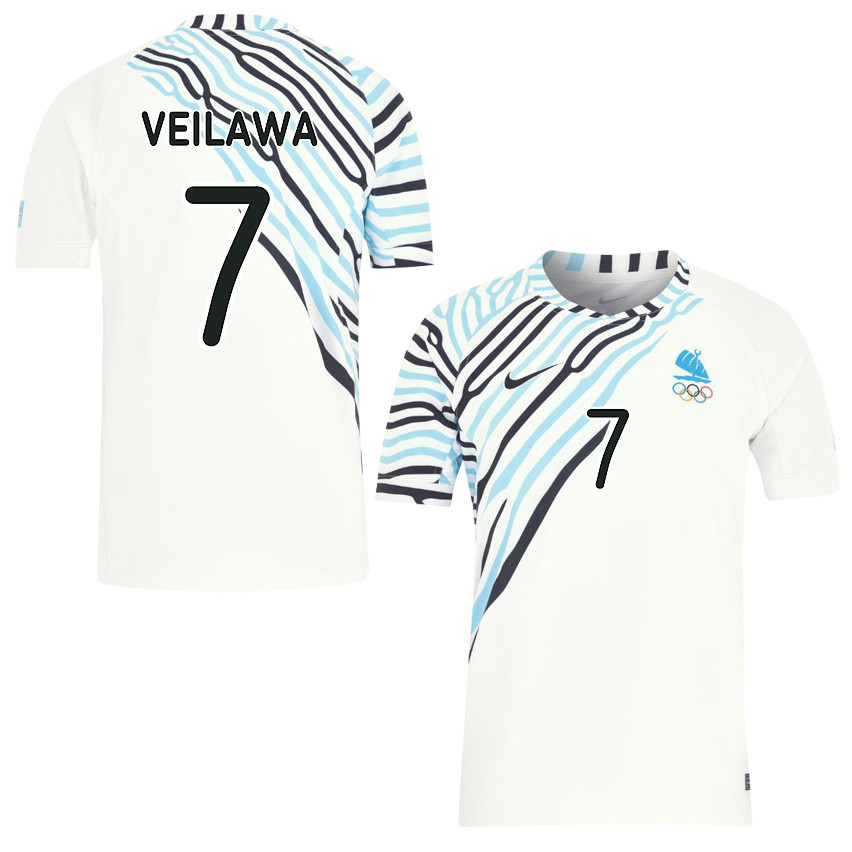 Terio Veilawa 7 Fiji Sevens Rugby Home Olympic Games Paris 2024 Jersey – White