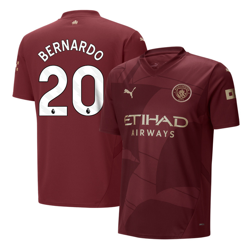 Bernardo Silva 20 Manchester City 2024/25 Third Men Jersey – Burgundy
