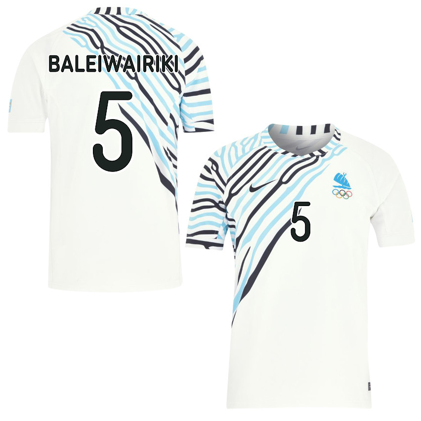 Iosefo Masi 5 Fiji Sevens Rugby Home Olympic Games Paris 2024 Jersey – White
