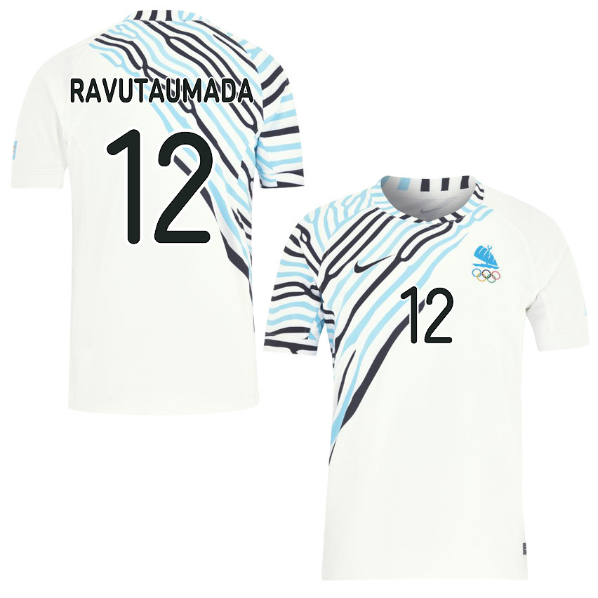Selestino Ravutaumada 12 Fiji Sevens Rugby Home Olympic Games Paris 2024 Jersey – White