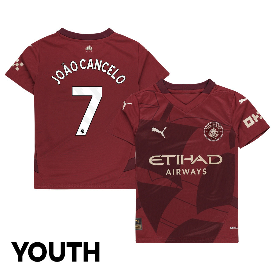 Joo Cancelo 7 Manchester City 2024/25 Third YOUTH Jersey – Burgundy