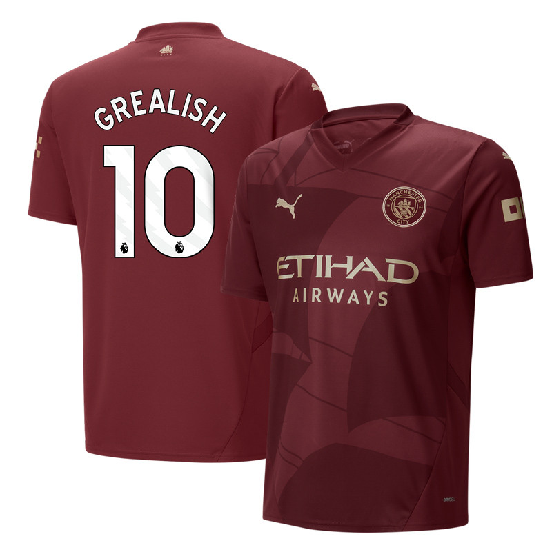 Jack Grealish 10 Manchester City 2024/25 Third Men Jersey – Burgundy