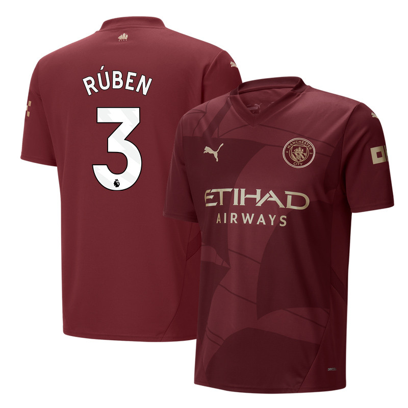 Ruben Dias 3 Manchester City 2024/25 Third Men Jersey – Burgundy
