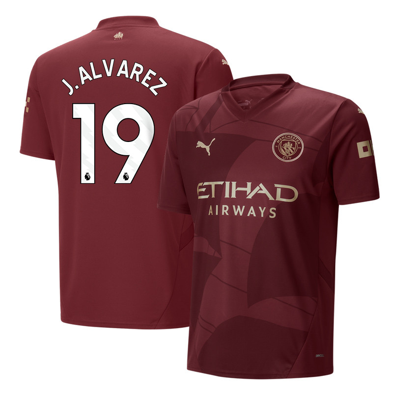 Julian Alvarez 19 Manchester City 2024/25 Third Men Jersey – Burgundy