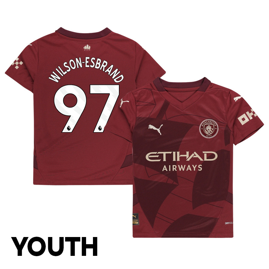 Josh Wilson-Esbrand 97 Manchester City 2024/25 Third YOUTH Jersey – Burgundy