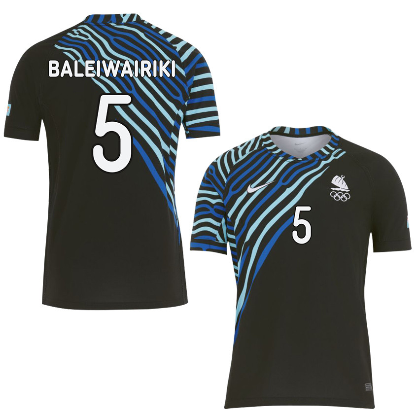 Iosefo Masi 5 Fiji Sevens Rugby Away Olympic Games Paris 2024 Jersey – Black