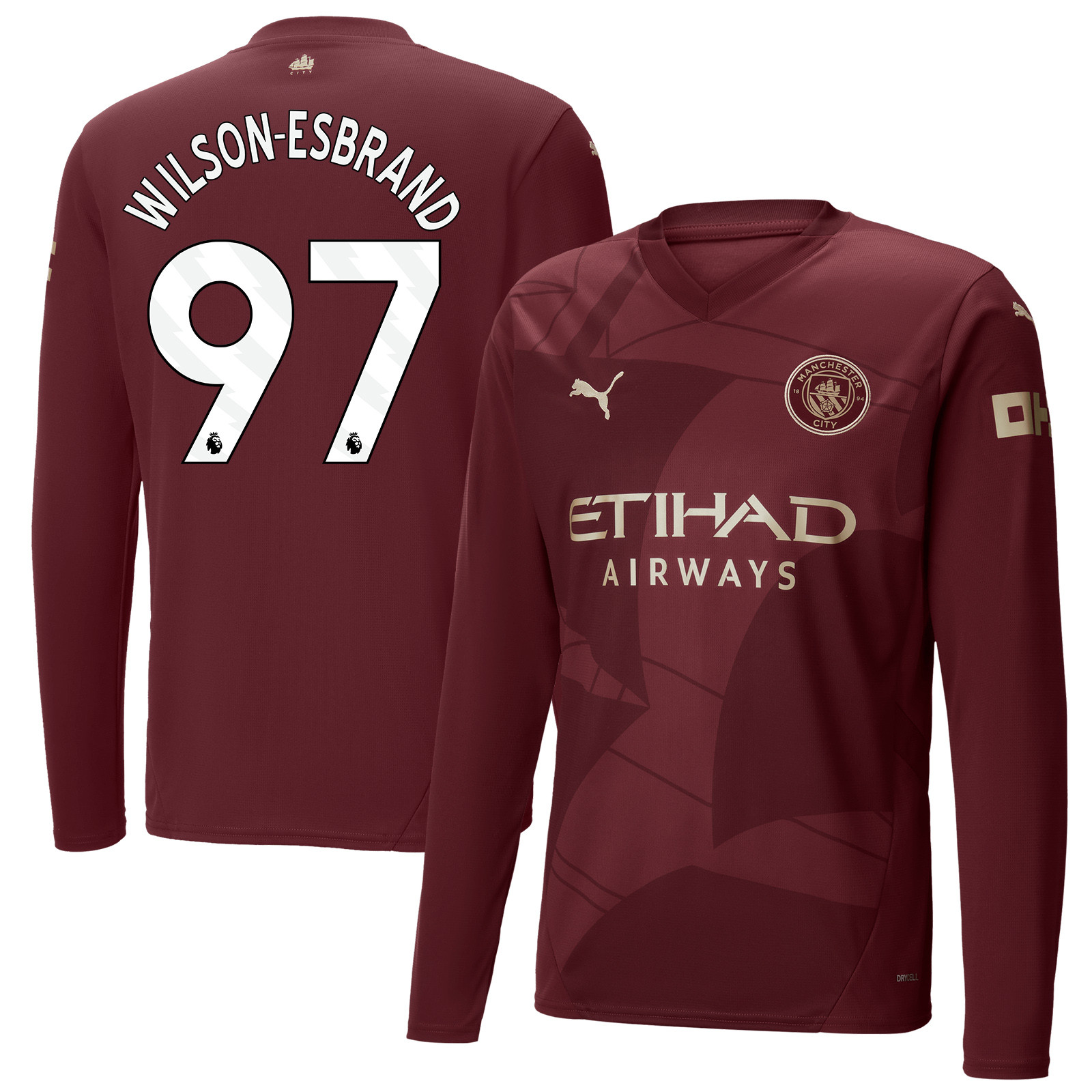 Josh Wilson-Esbrand 97 Manchester City 2024/25 Third Long Sleeve Men Jersey – Burgundy