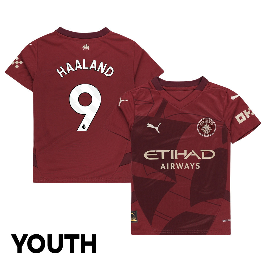 Erling Haaland 9 Manchester City 2024/25 Third YOUTH Jersey – Burgundy
