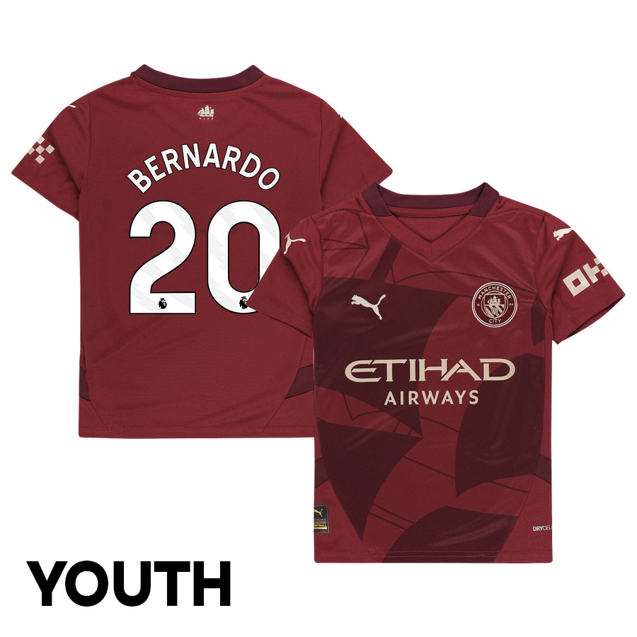 Bernardo Silva 20 Manchester City 2024/25 Third YOUTH Jersey – Burgundy