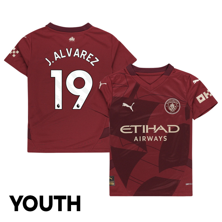 Julian Alvarez 19 Manchester City 2024/25 Third YOUTH Jersey – Burgundy