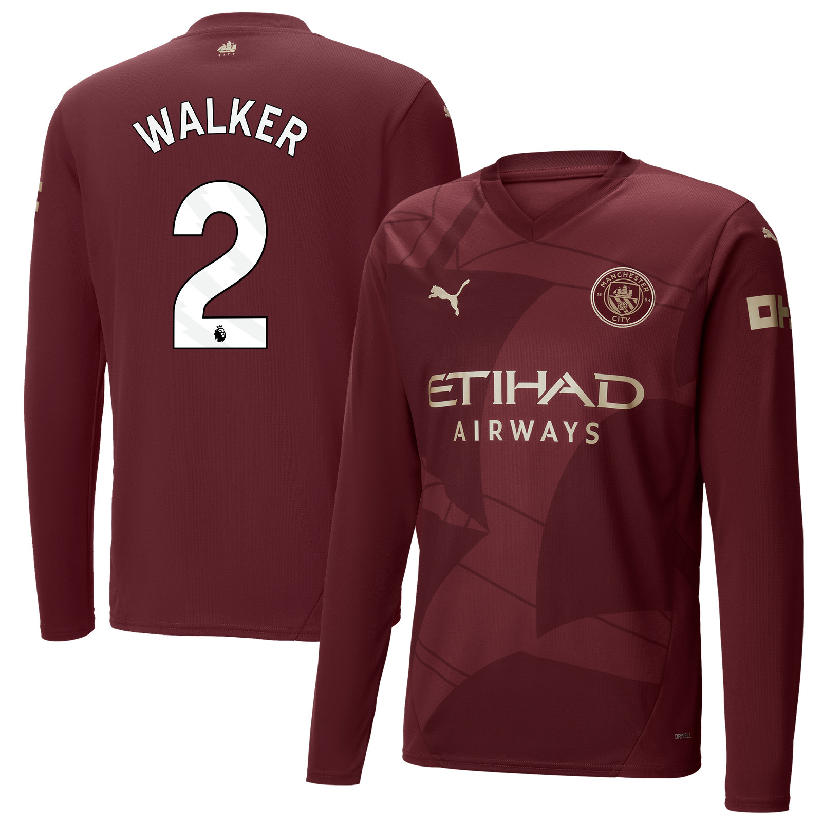 Kyle Walker 2 Manchester City 2024/25 Third Long Sleeve Men Jersey – Burgundy
