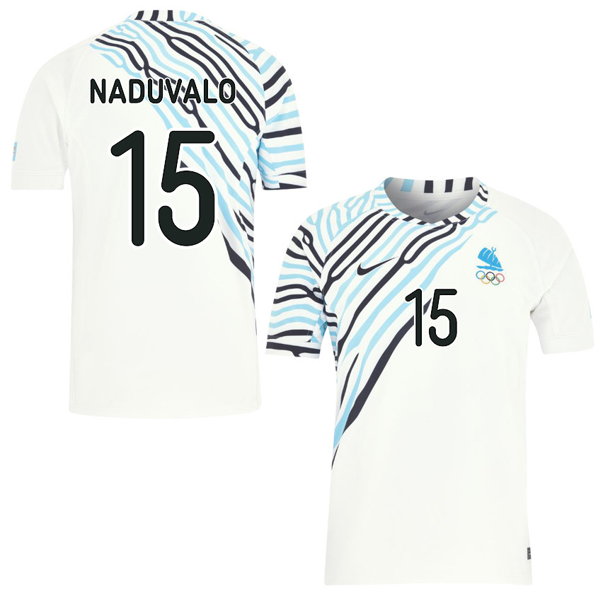 Vuiviawa Naduvalo 15 Fiji Sevens Rugby Home Olympic Games Paris 2024 Jersey – White