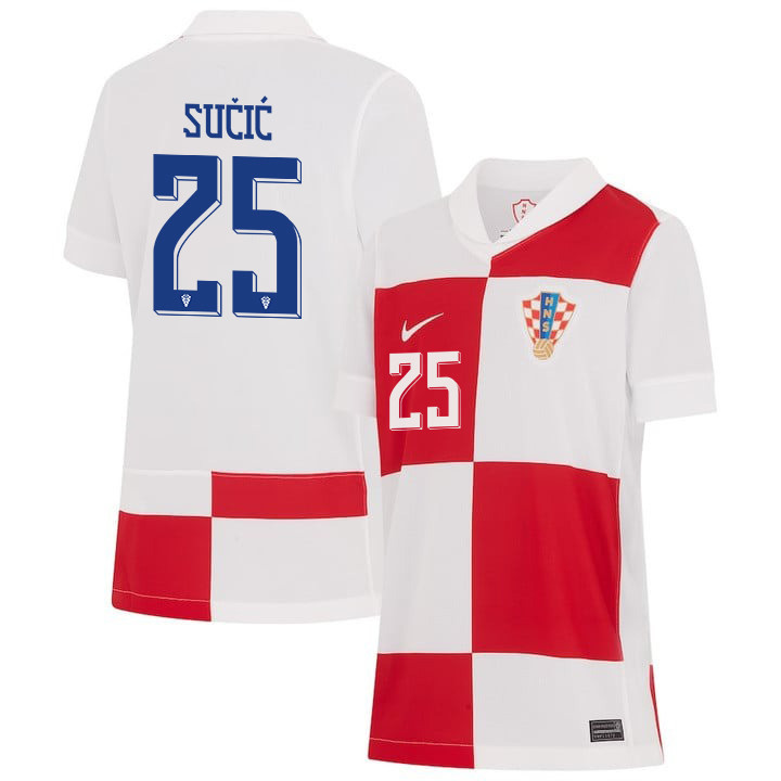 Luka Su?i? 25 Croatia National Team 2024 Home YOUTH Jersey – White