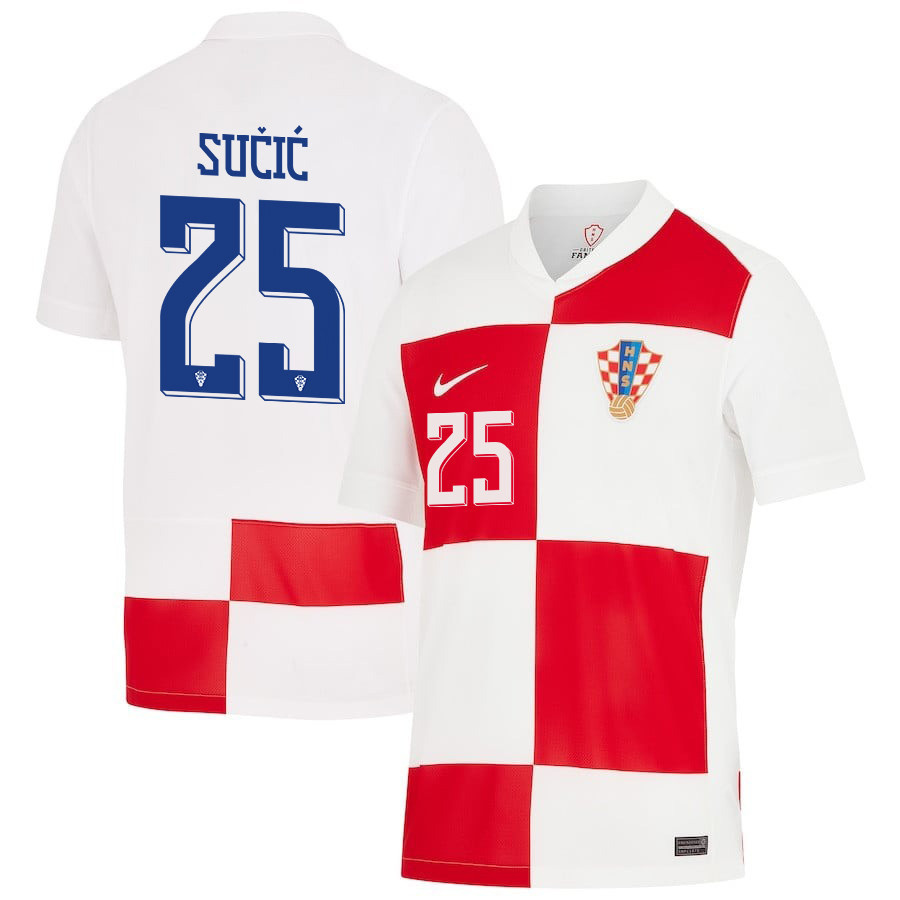 Luka Su?i? 25 Croatia National Team 2024 Home Men Jersey – White