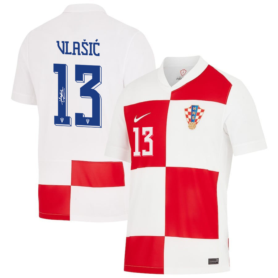 Nikola Vlai? 13 Signed Croatia National Team 2024 Home Men Jersey Autographed – White
