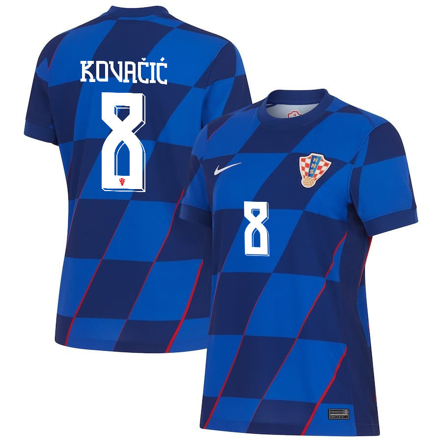 Mateo Kova?i? 8 Croatia National Team 2024 Away WOMEN Jersey – Blue