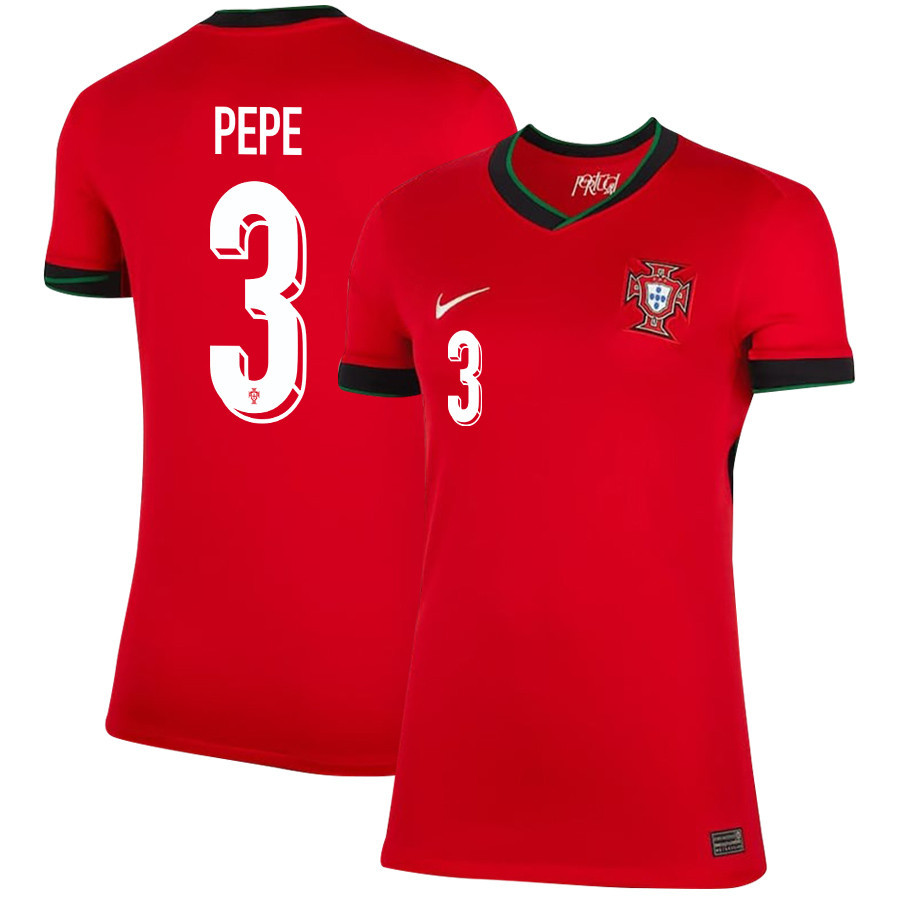 Pepe 3 Portugal National Team 2024/25 Home WOMEN Jersey – Red