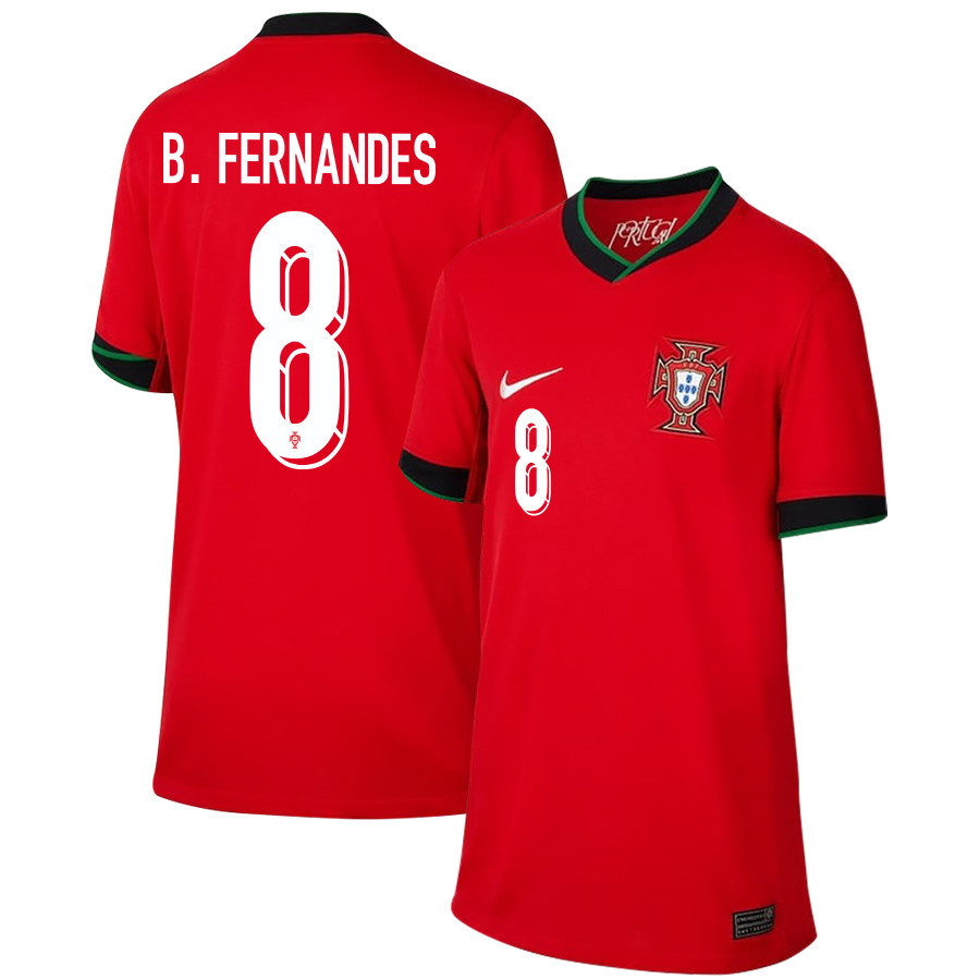 Bruno Fernandes 8 Portugal National Team 2024/25 Home YOUTH Jersey – Red