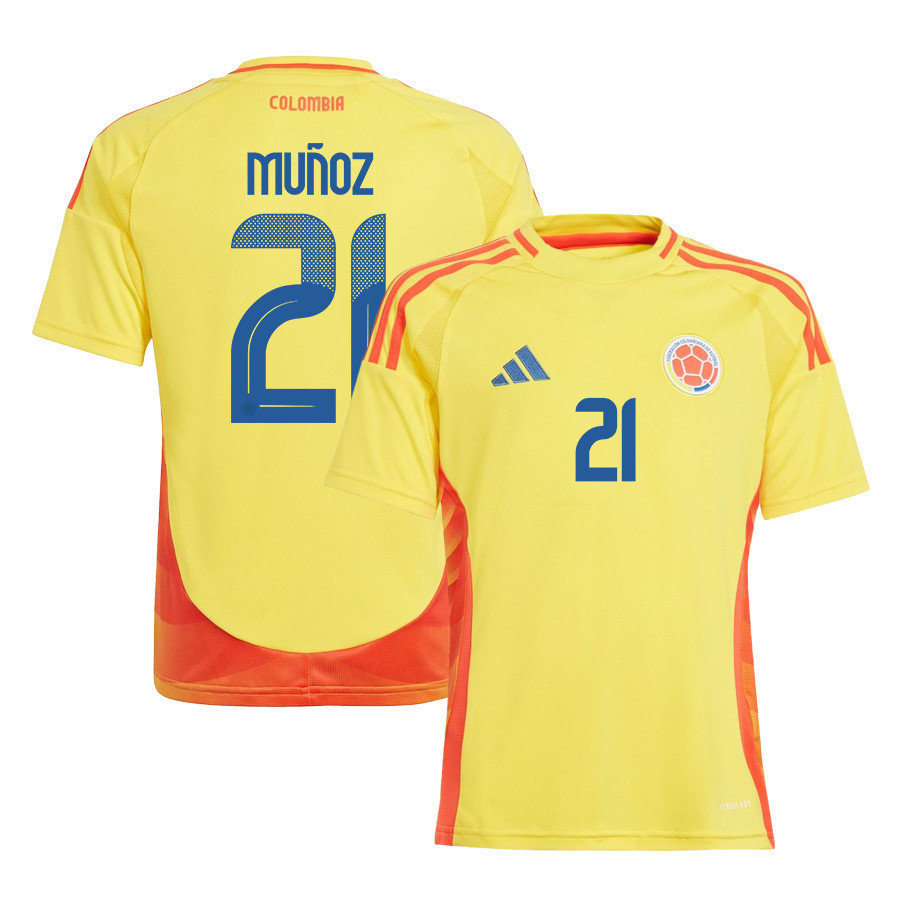 Daniel Muoz 21 Colombia National Team 2024/25 Home YOUTH Jersey – Yellow