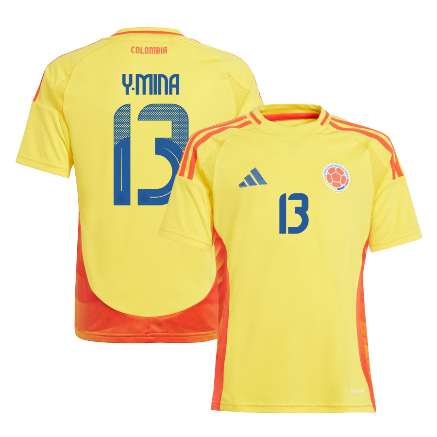 Yerry Mina 13 Colombia National Team 2024/25 Home YOUTH Jersey – Yellow