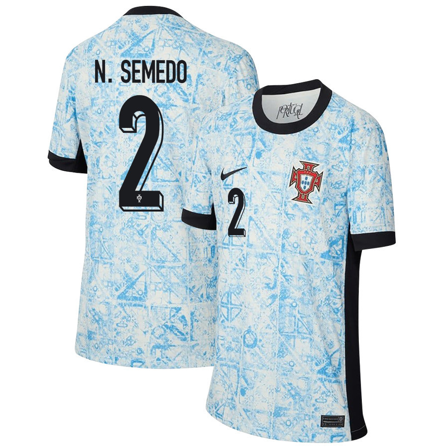 Nlson Semedo 2 Portugal National Team 2024/25 Away YOUTH Jersey – Cream/Blue