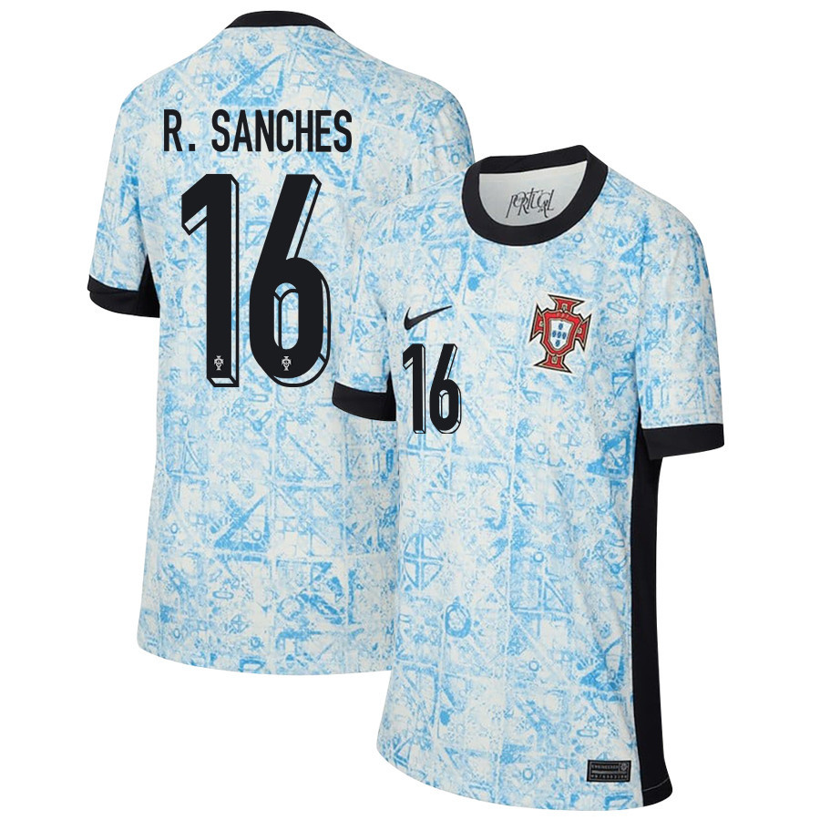 Renato Sanches 16 Portugal National Team 2024/25 Away YOUTH Jersey – Cream/Blue