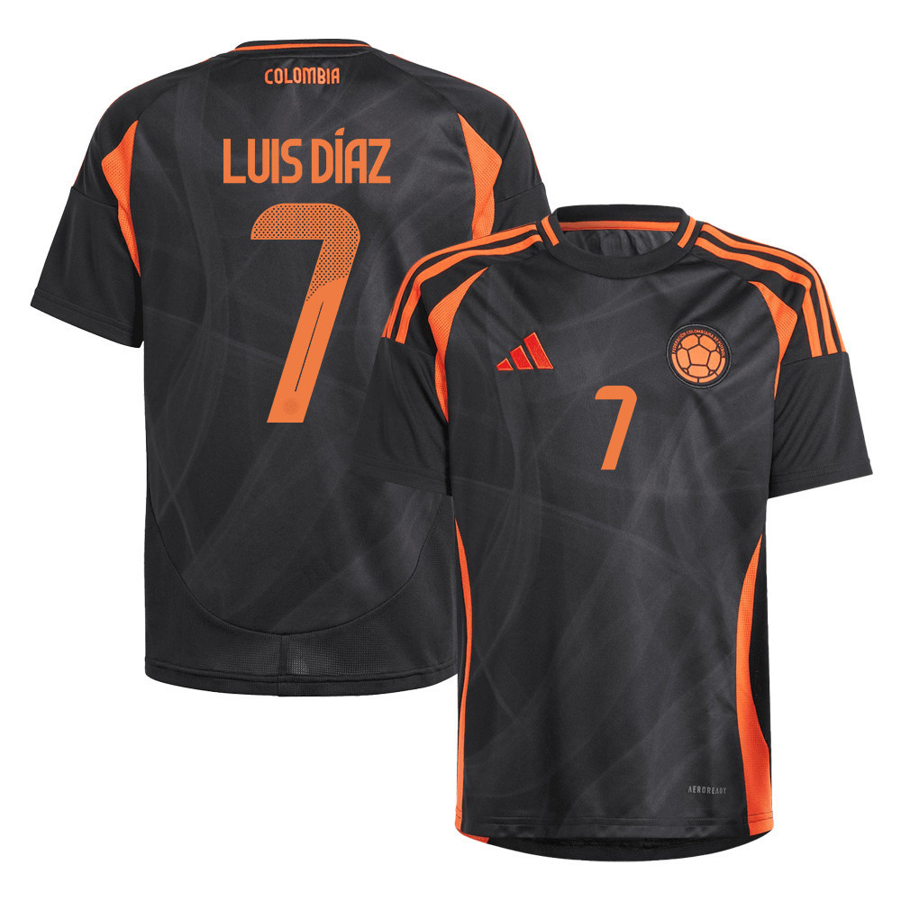 Luis Daz 7 Colombia National Team 2024/25 Away YOUTH Jersey – Black