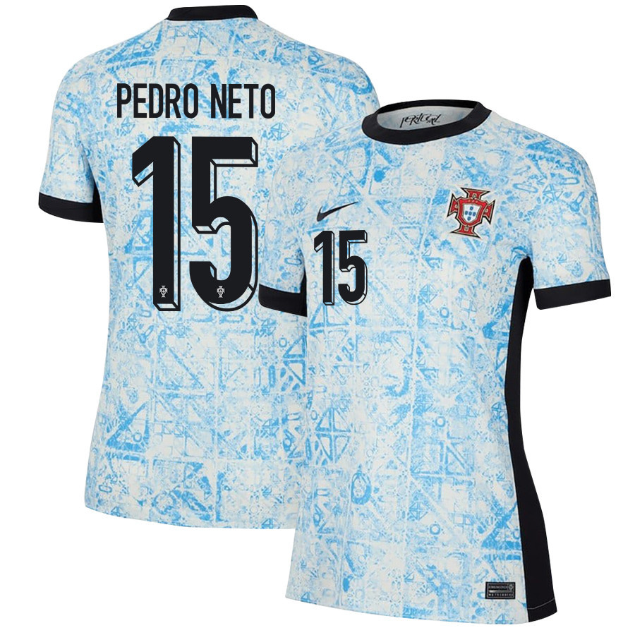 Pedro Neto 15 Portugal National Team 2024/25 Away WOMEN Jersey – Cream/Blue