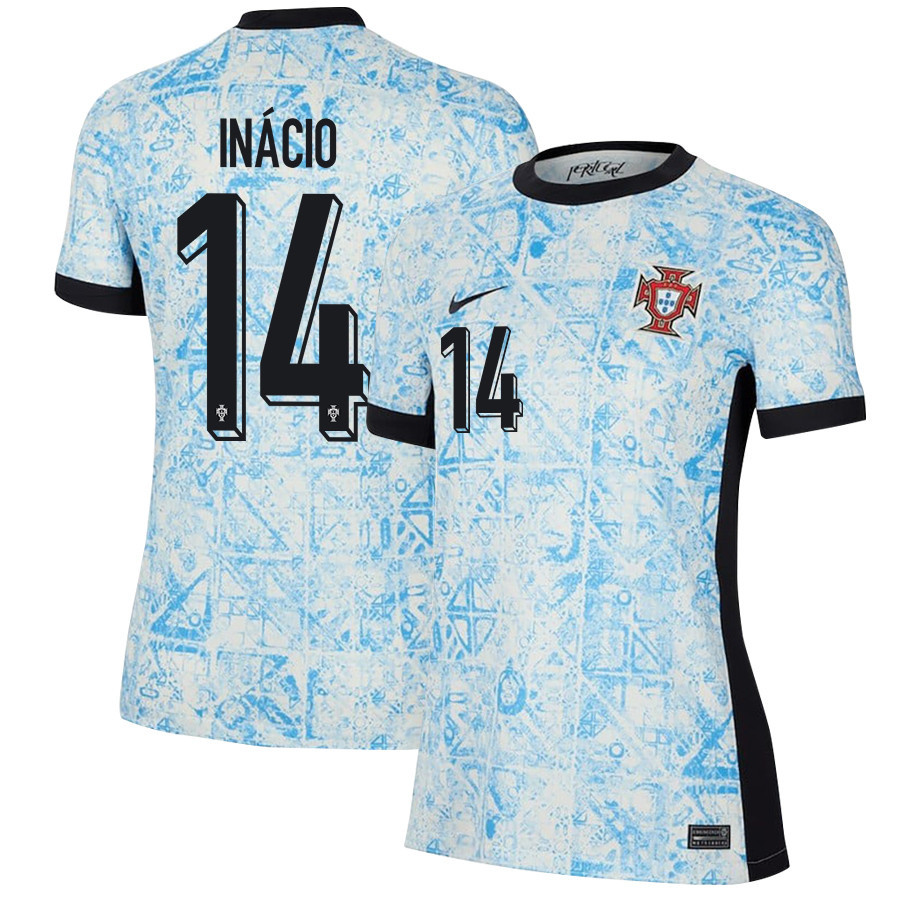 Gonalo Incio 14 Portugal National Team 2024/25 Away WOMEN Jersey – Cream/Blue
