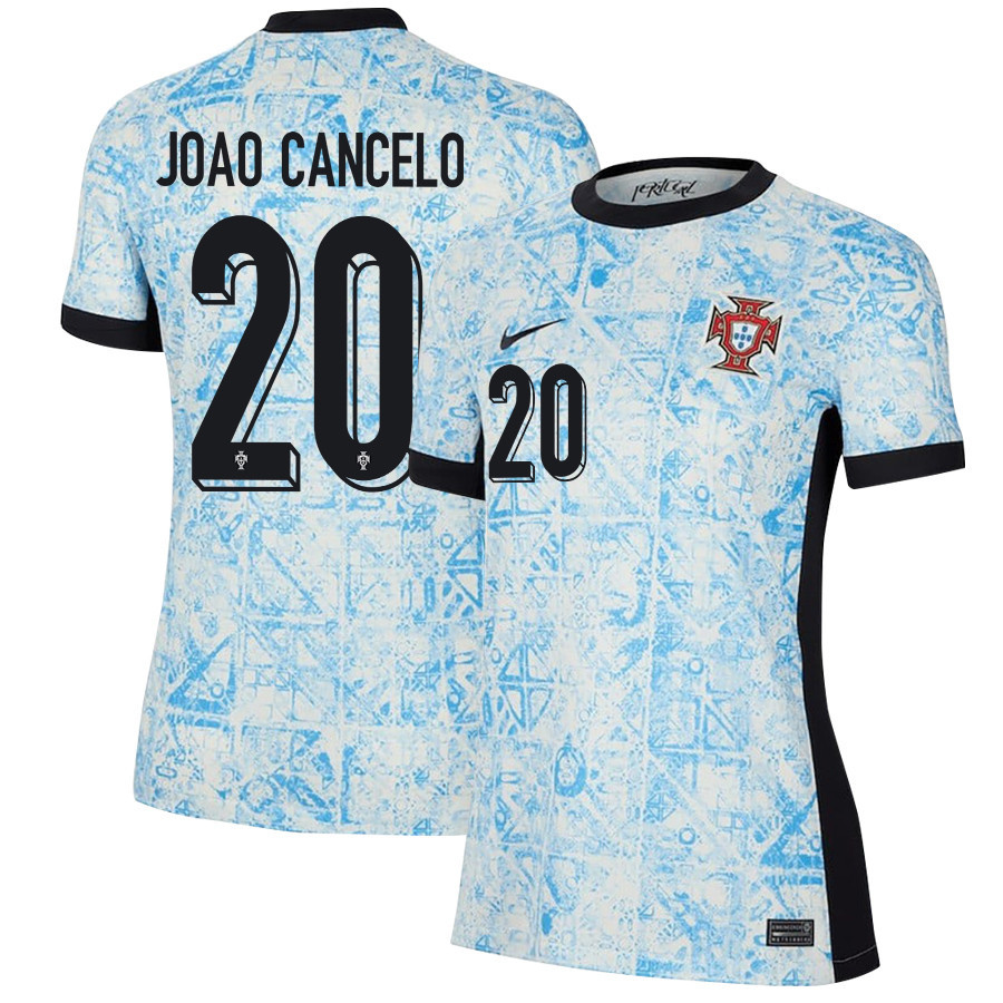 Joo Cancelo 20 Portugal National Team 2024/25 Away WOMEN Jersey – Cream/Blue