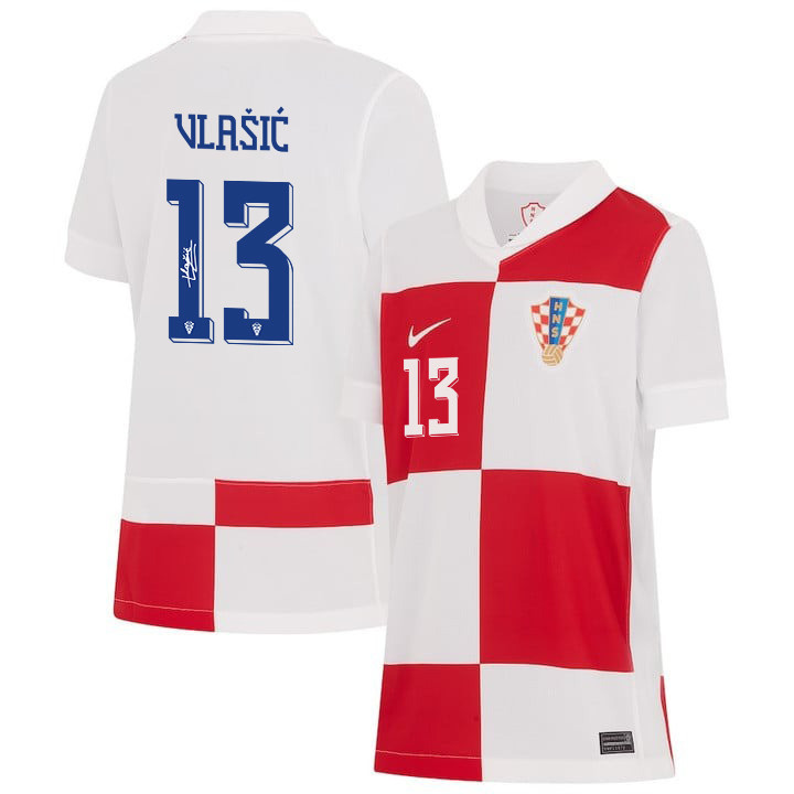 Nikola Vlai? 13 Signed Croatia National Team 2024 Home YOUTH Jersey Autographed – White