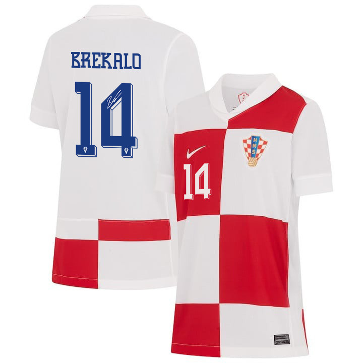 Josip Brekalo 14 Signed Croatia National Team 2024 Home YOUTH Jersey Autographed – White