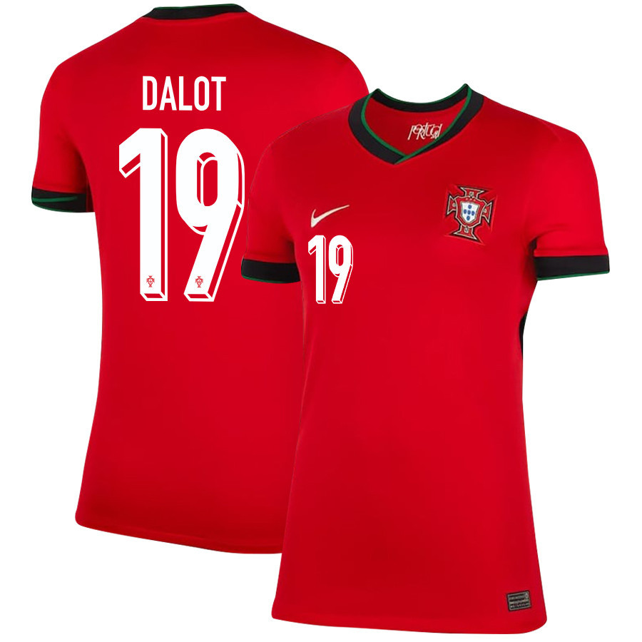 Diogo Dalot 19 Portugal National Team 2024/25 Home WOMEN Jersey – Red