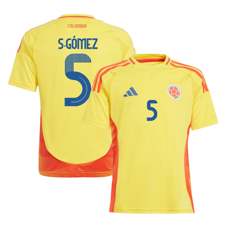 Sebastin Gmez 5 Colombia National Team 2024/25 Home YOUTH Jersey – Yellow