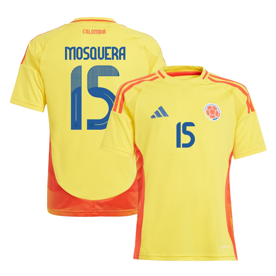Yerson Mosquera 15 Colombia National Team 2024/25 Home YOUTH Jersey – Yellow