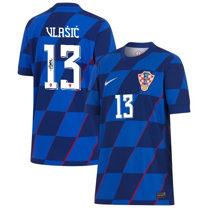 Nikola Vlai? 13 Signed Croatia National Team 2024 Away YOUTH Jersey Autographed – Navy