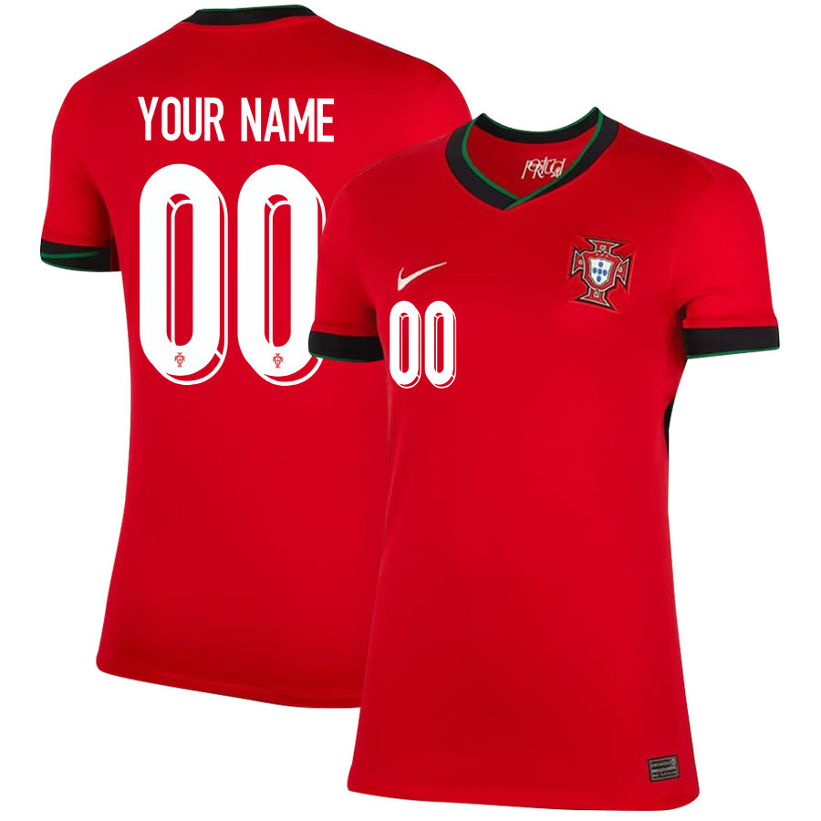 Portugal National Team 2024/25 Home Custom WOMEN Jersey – Red