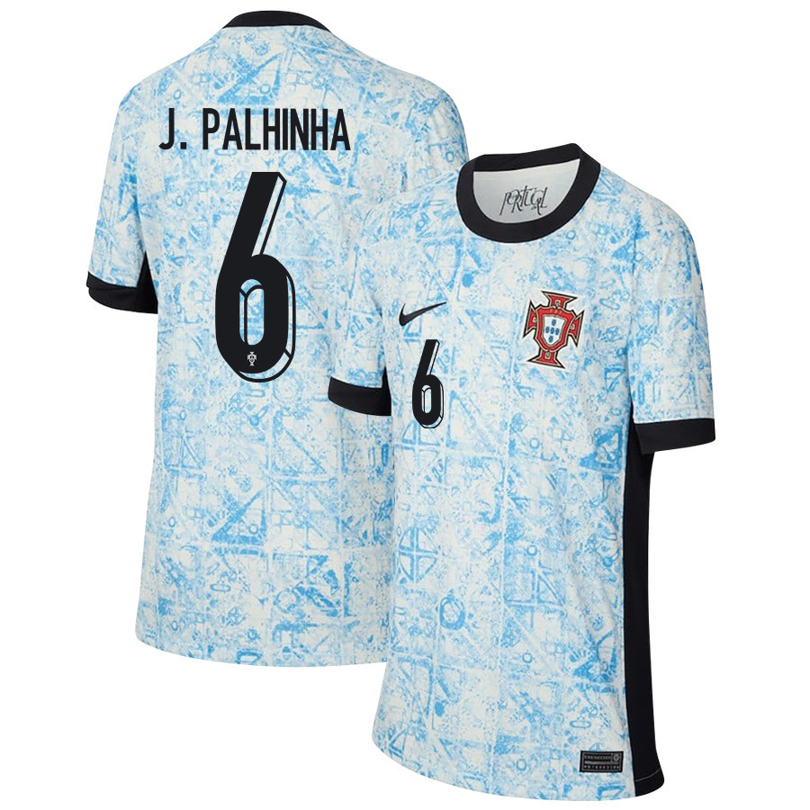 Joo Palhinha 6 Portugal National Team 2024/25 Away YOUTH Jersey – Cream/Blue