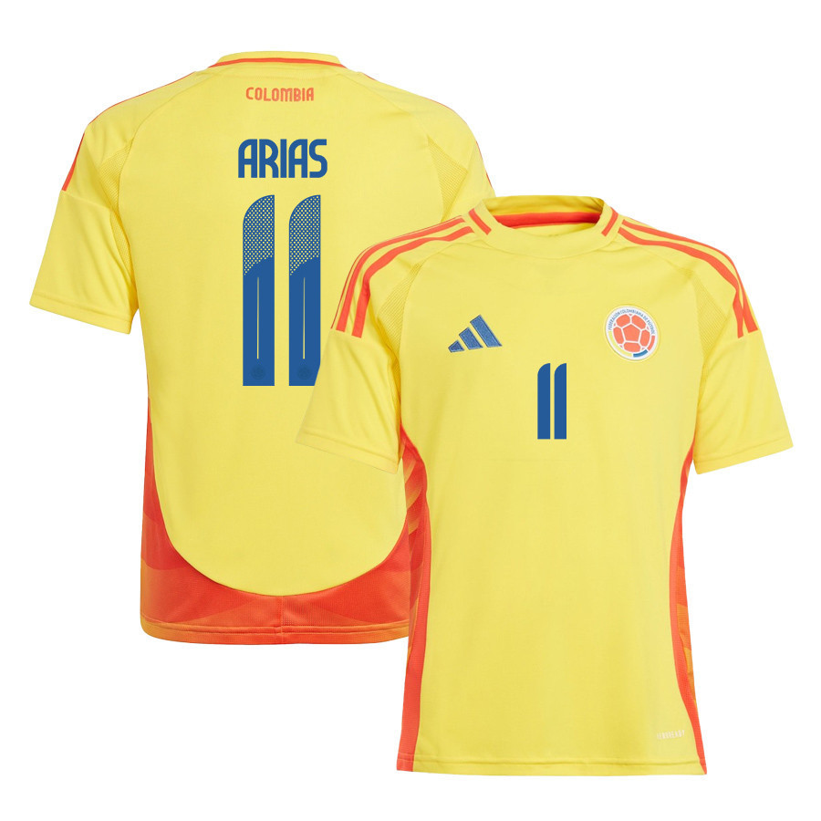 Jhon Arias 11 Colombia National Team 2024/25 Home YOUTH Jersey – Yellow