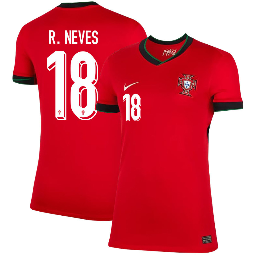 Rben Neves 18 Portugal National Team 2024/25 Home WOMEN Jersey – Red