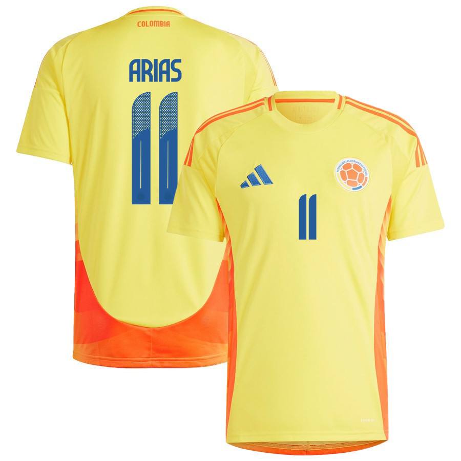 Jhon Arias 11 Colombia National Team 2024/25 Home Men Jersey – Yellow