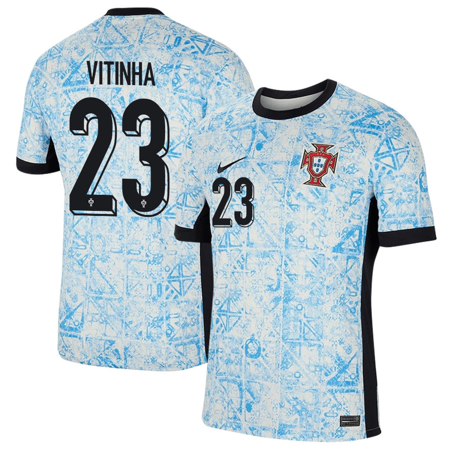 Vitinha 23 Portugal National Team 2024/25 Away Men Jersey – Cream/Blue