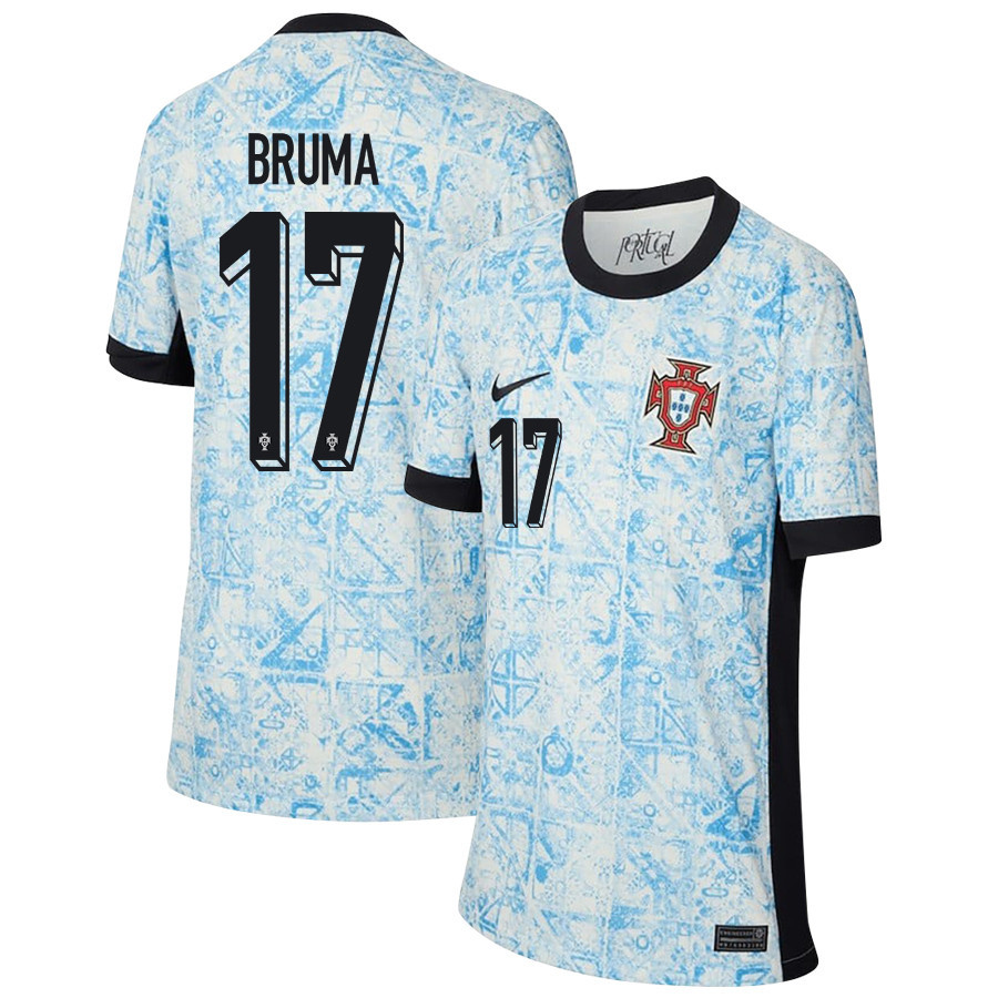 Bruma 17 Portugal National Team 2024/25 Away YOUTH Jersey – Cream/Blue