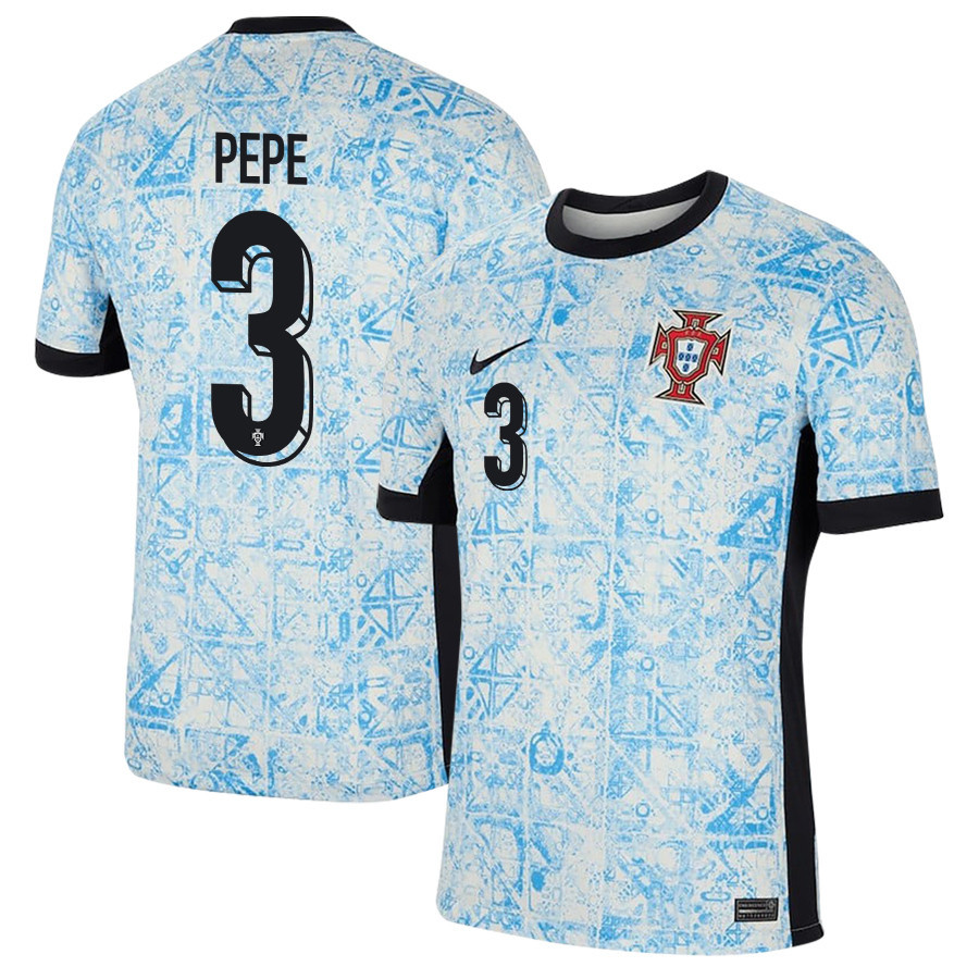Pepe 3 Portugal National Team 2024/25 Away Men Jersey – Cream/Blue