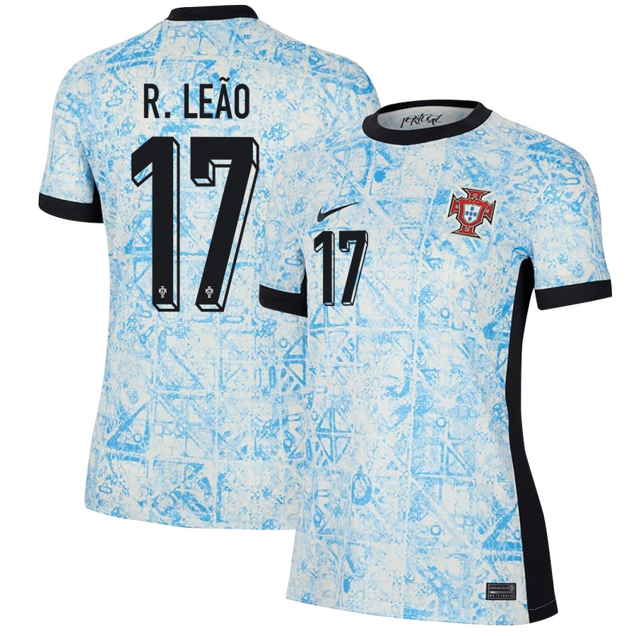 Rafael Leo 17 Portugal National Team 2024/25 Away WOMEN Jersey – Cream/Blue