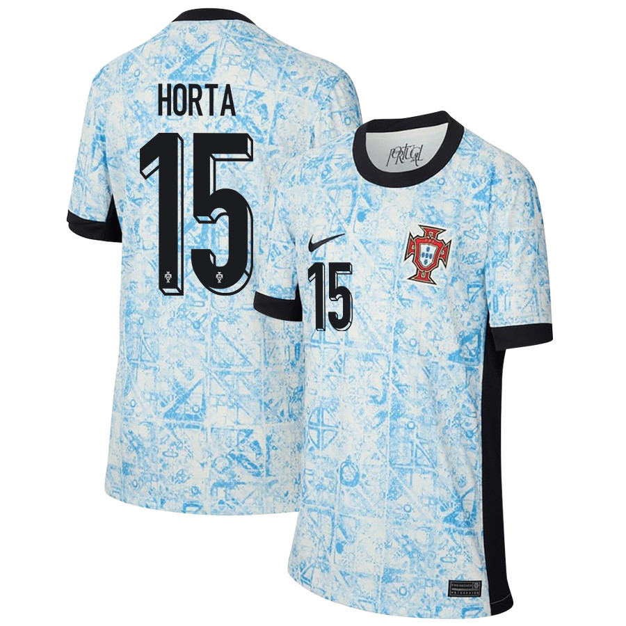 Ricardo Horta 15 Portugal National Team 2024/25 Away YOUTH Jersey – Cream/Blue