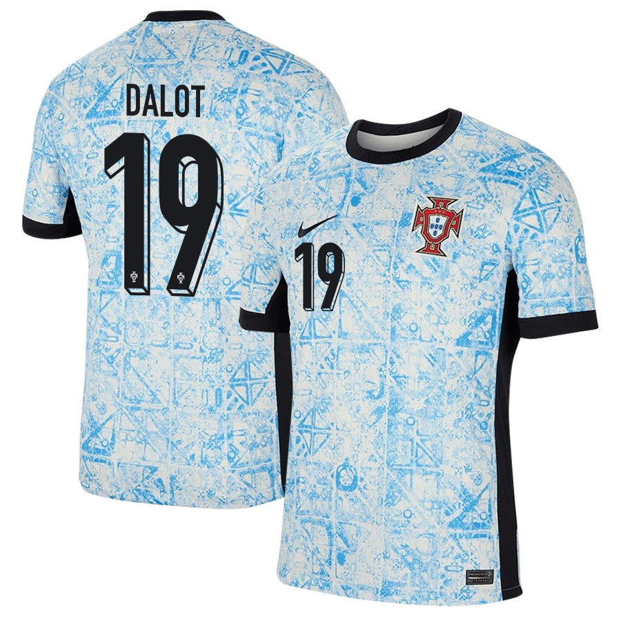 Diogo Dalot 19 Portugal National Team 2024/25 Away Men Jersey – Cream/Blue