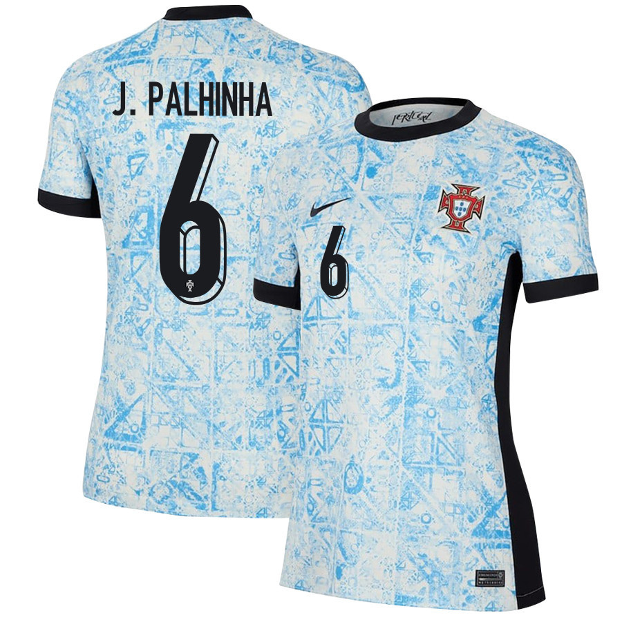 Joo Palhinha 6 Portugal National Team 2024/25 Away WOMEN Jersey – Cream/Blue
