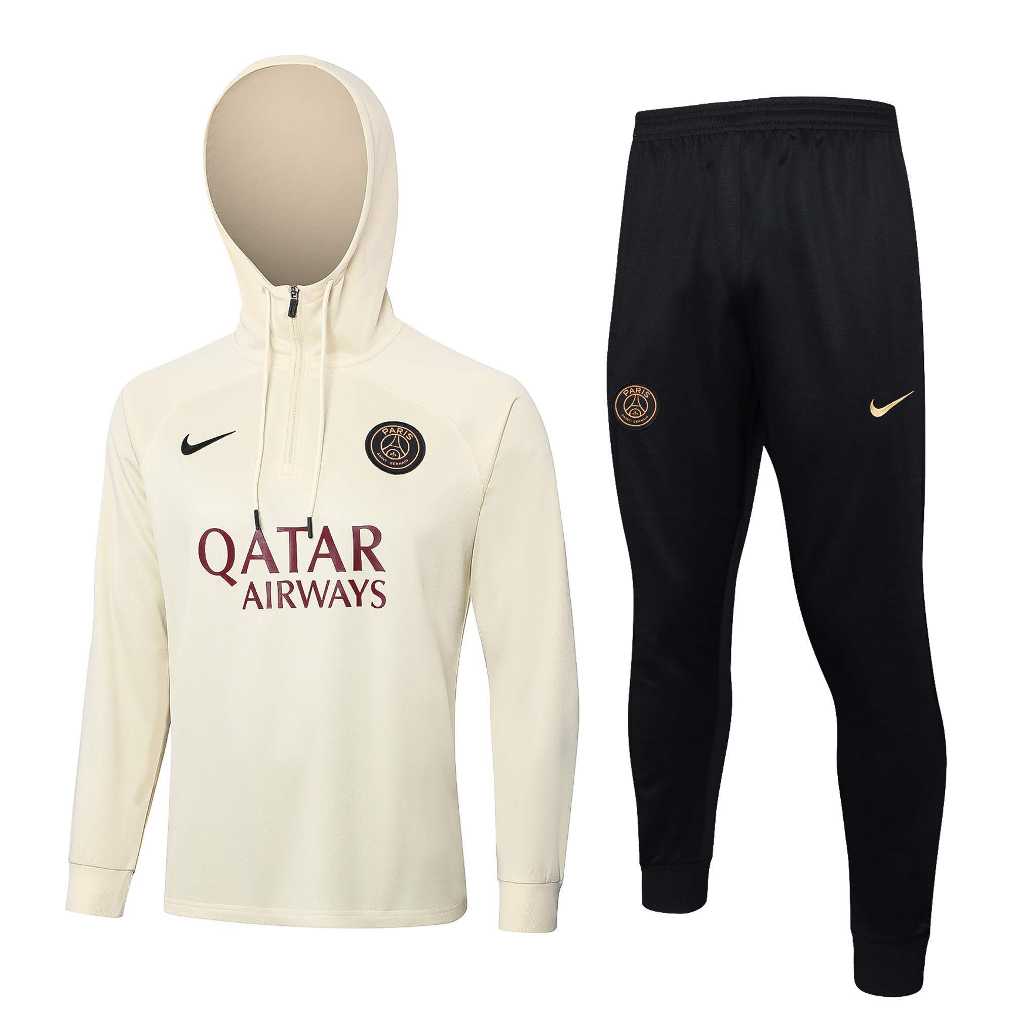 Paris Saint-Germain Training Top Hooded Set 23/24 – Beige/Black
