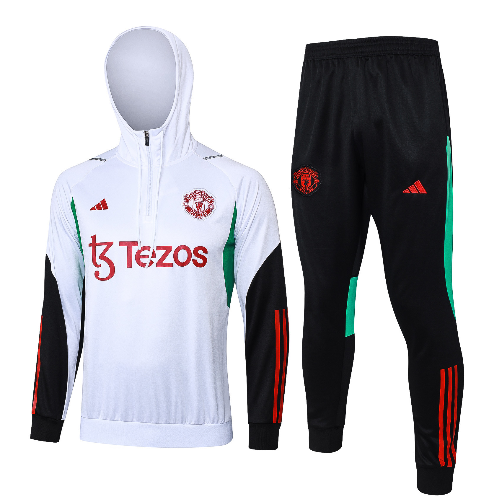 Manchester United Training Top Hooded Set 23/24 – White/Black/Red